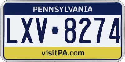 PA license plate LXV8274