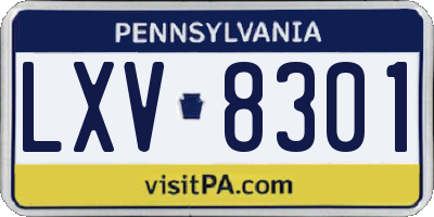 PA license plate LXV8301