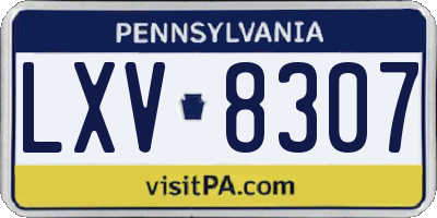 PA license plate LXV8307