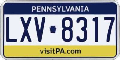PA license plate LXV8317