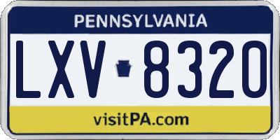 PA license plate LXV8320