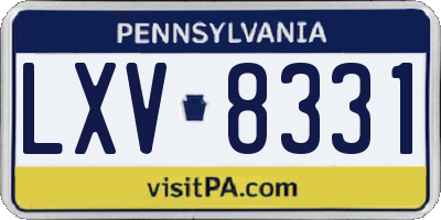 PA license plate LXV8331