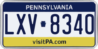 PA license plate LXV8340