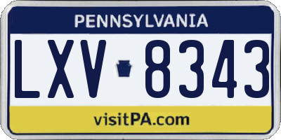 PA license plate LXV8343