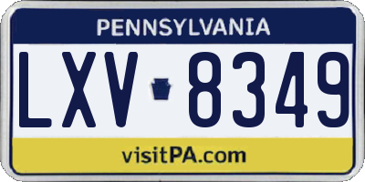 PA license plate LXV8349