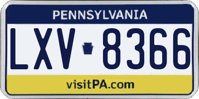 PA license plate LXV8366