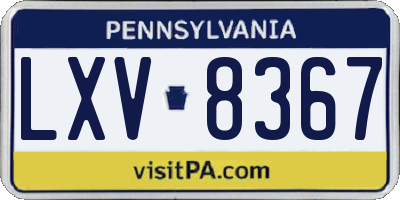 PA license plate LXV8367