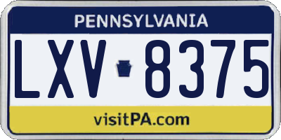 PA license plate LXV8375