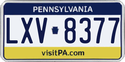 PA license plate LXV8377