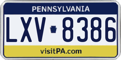 PA license plate LXV8386