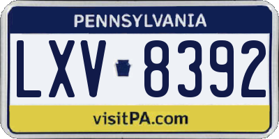 PA license plate LXV8392