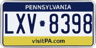 PA license plate LXV8398