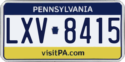 PA license plate LXV8415