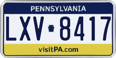 PA license plate LXV8417