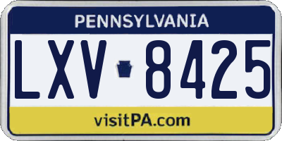 PA license plate LXV8425
