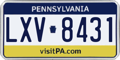 PA license plate LXV8431