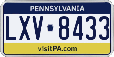 PA license plate LXV8433
