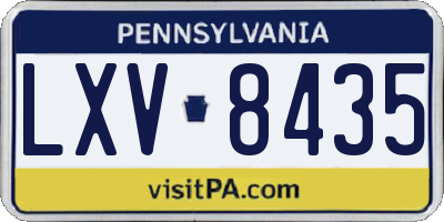 PA license plate LXV8435