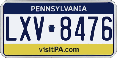PA license plate LXV8476