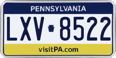 PA license plate LXV8522