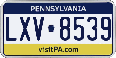 PA license plate LXV8539