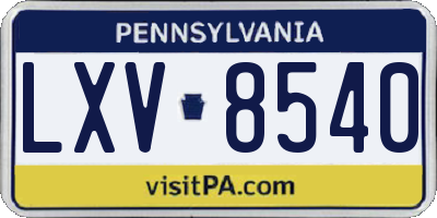 PA license plate LXV8540