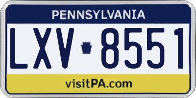 PA license plate LXV8551