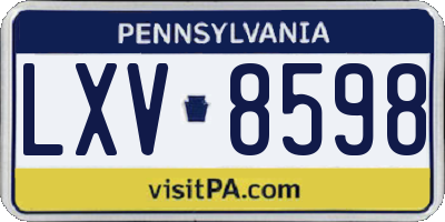 PA license plate LXV8598