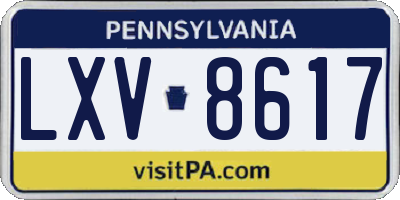 PA license plate LXV8617
