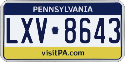 PA license plate LXV8643