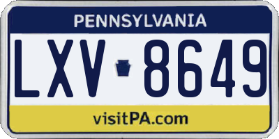 PA license plate LXV8649