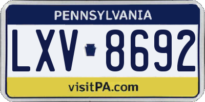 PA license plate LXV8692