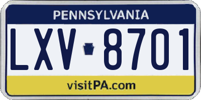 PA license plate LXV8701