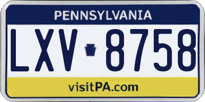 PA license plate LXV8758