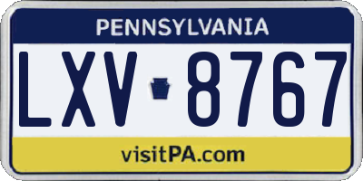 PA license plate LXV8767