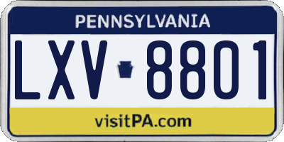 PA license plate LXV8801