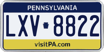PA license plate LXV8822