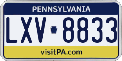 PA license plate LXV8833