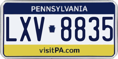 PA license plate LXV8835