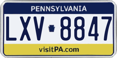 PA license plate LXV8847