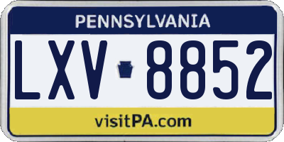 PA license plate LXV8852