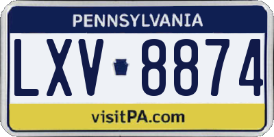 PA license plate LXV8874