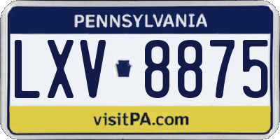 PA license plate LXV8875