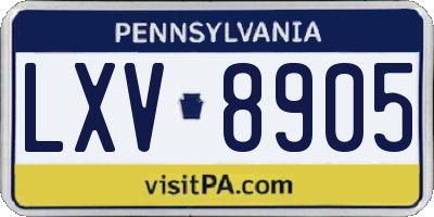 PA license plate LXV8905