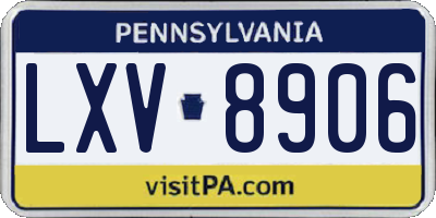 PA license plate LXV8906