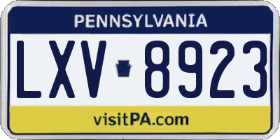 PA license plate LXV8923