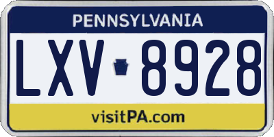 PA license plate LXV8928