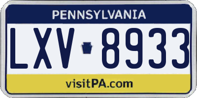 PA license plate LXV8933