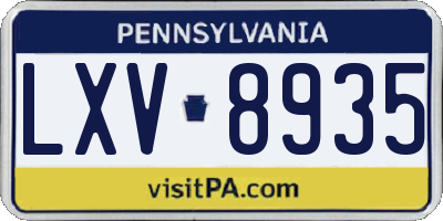 PA license plate LXV8935