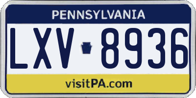 PA license plate LXV8936